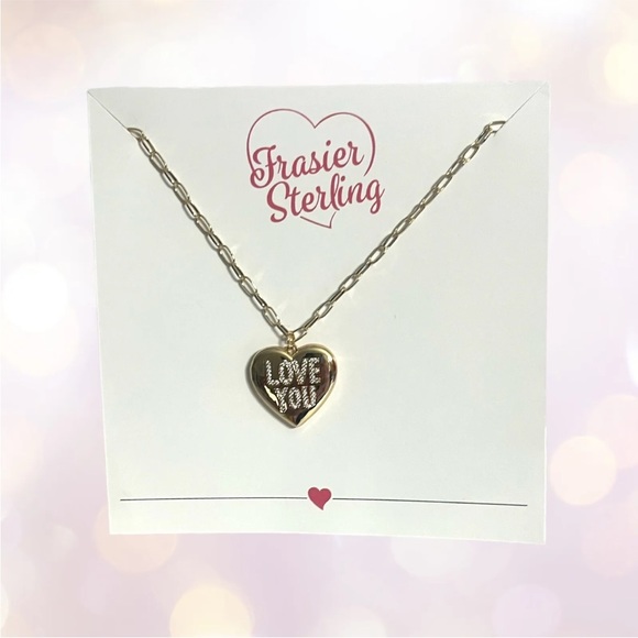 Photo FRASIER STERLING Love You Locket Chain Necklace Charm Romantic Memory Gift - Picture 9 of 15